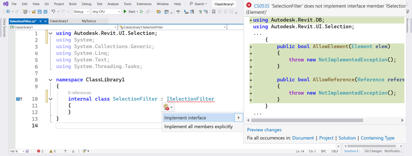Selection Filter Interface