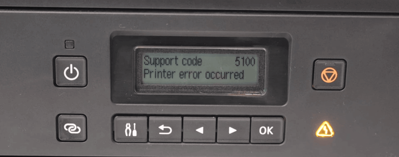 Canon printer showing Error Code 5100 on the display screen.