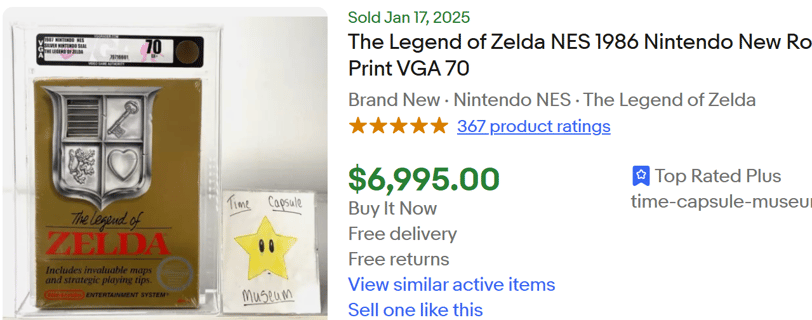 the legend of zelda nes 1986 ninteno ebay sold listing