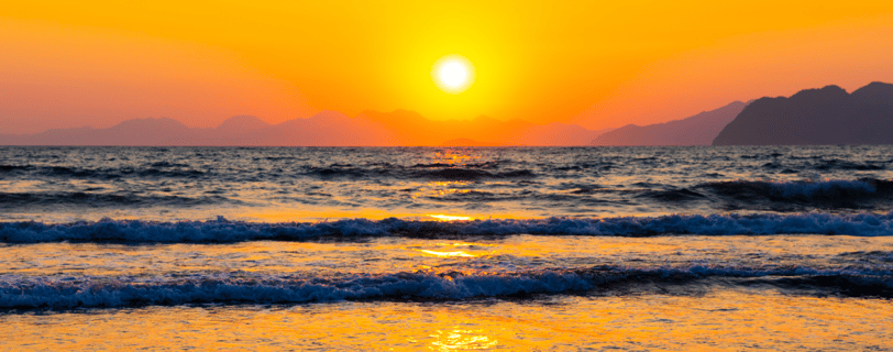 a sunset over the Iztuzu Beach