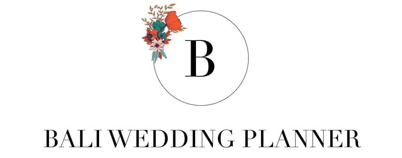 Bali wedding planner logo with a floral bouquet in the middle of the frame