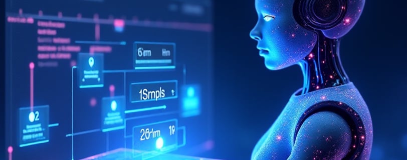 a robot with headphones and a laptop
