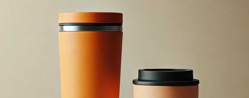 Two stainless steel tumbler on the table