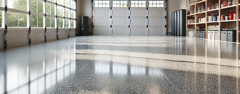 a garage floor with a garage flooring system