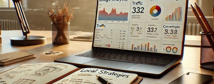 Tablero de Google Analytics mostrando estadísticas de estrategias locales de marketing en Almería.