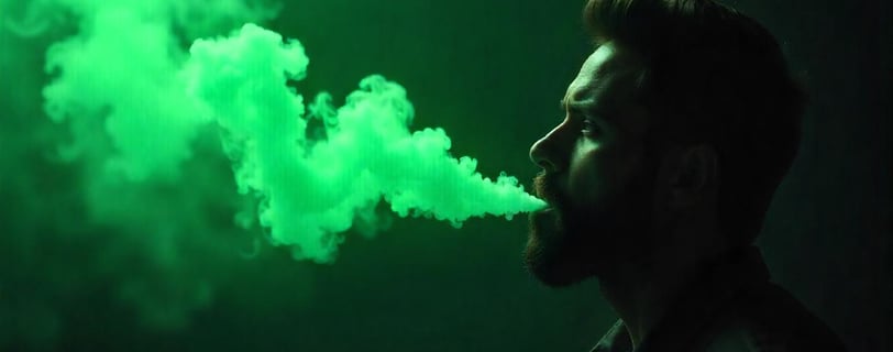 halitosis bad breath fresh breath green smoke man beard dark space