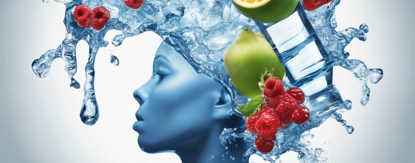 Uma mulher feita de agua mostrando a inportancia da hidratacao para a saude e bem-estar