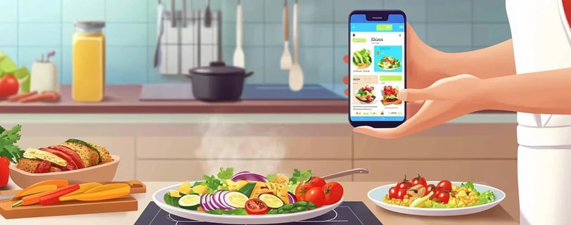 a person holding a phone in front of a plate with food