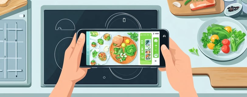 a person is taking a picture of a meal on a tablet