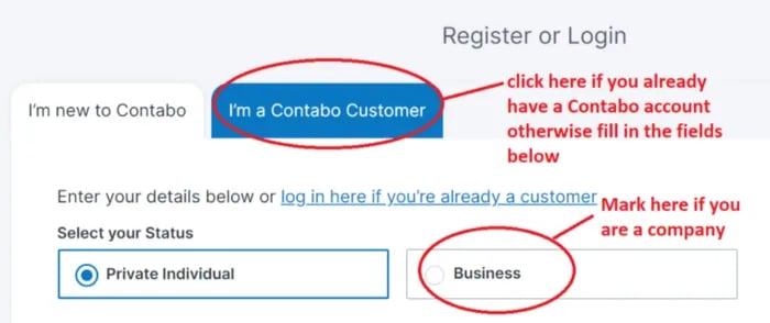 crypto testnet register or login on contabo