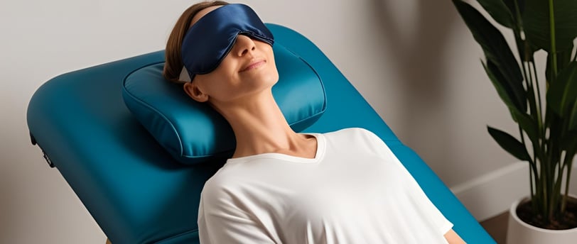 Relaxing on a vibroacoustic therapy chair experiencing the soothing effects of sound vibrations