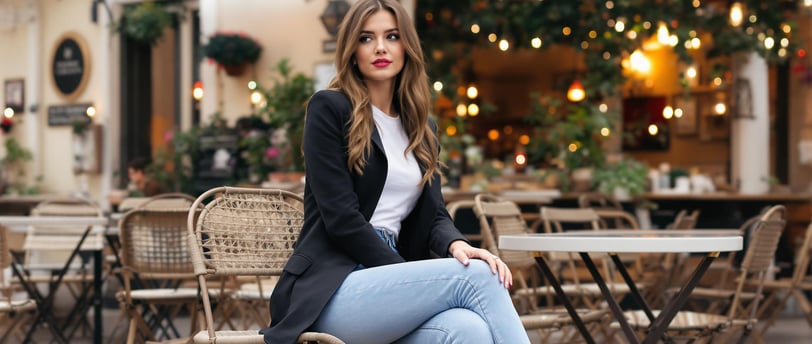 Jeune femme assise à une table de bar