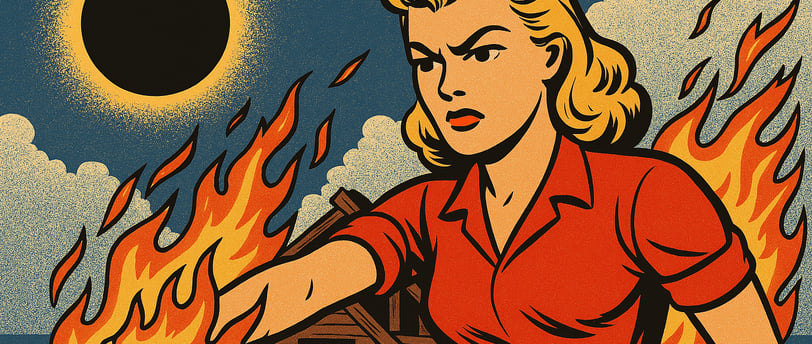 a woman in a red shirt is holding a knife and a knife in her hand