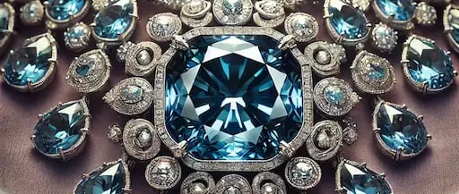 the Hope Diamond, a 45.52-carat blue diamond with a deep and rich hue