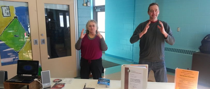 Tai Chi for Health instructors Marly and Johnny sharing Tai Chi at the Waterford WI. health fair