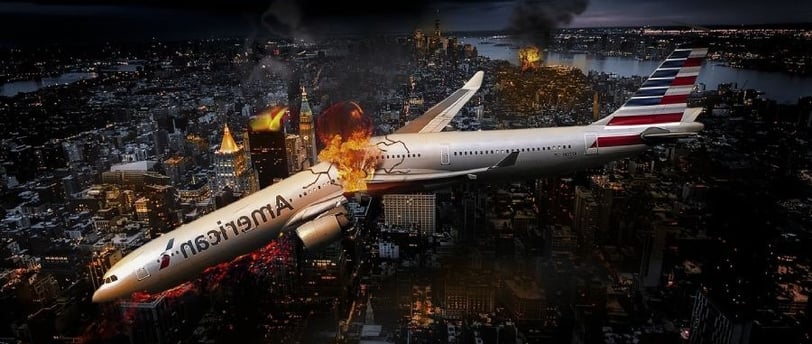 Avião caindo em chamas retratando os Piores Acidentes da História da Aviação no Brasil