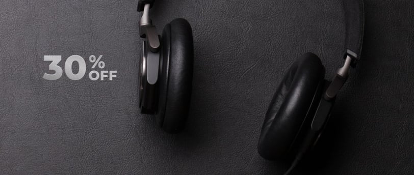 a pair of headphones with a black headphones on