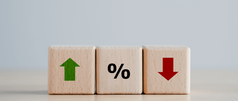 interest rate blocks with green and red arrows