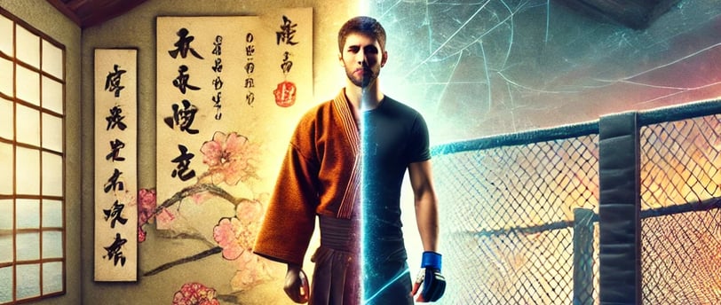 a man in a robe standing in a room with a large screen