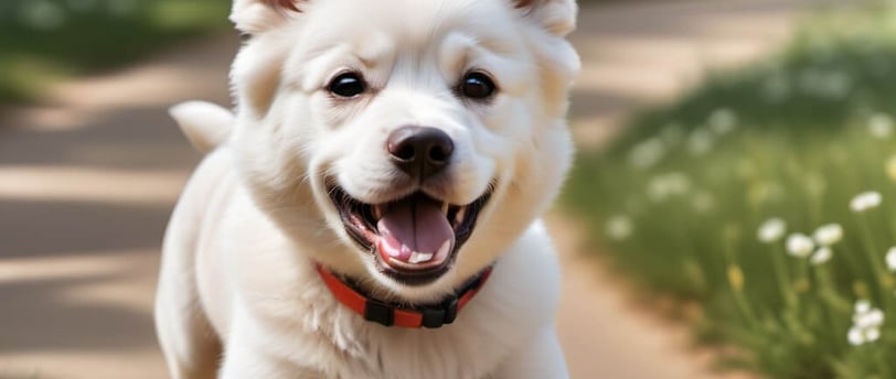 white active puppy running in the park