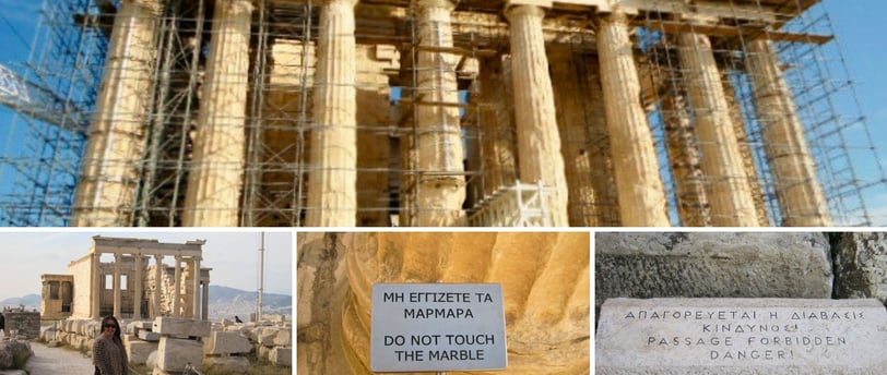 Fotos da autora visitando o Parthenon.