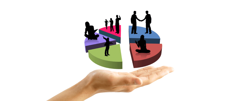 pie chart with different age groups and their investment portfolios