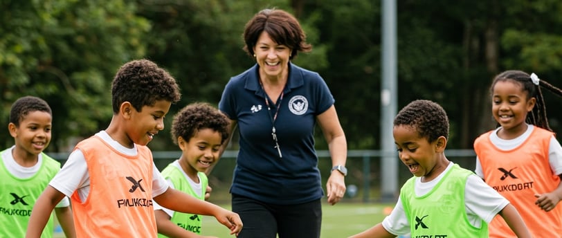 dei bambini che giocano a calcio supervisionati dal safeguarding