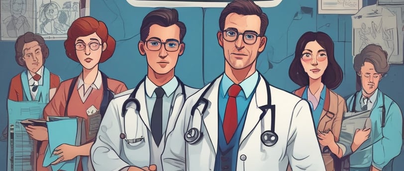 group of doctors walking on hospital hallway
