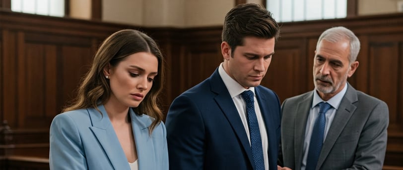 Delle persone in tribunale che si stanno separando