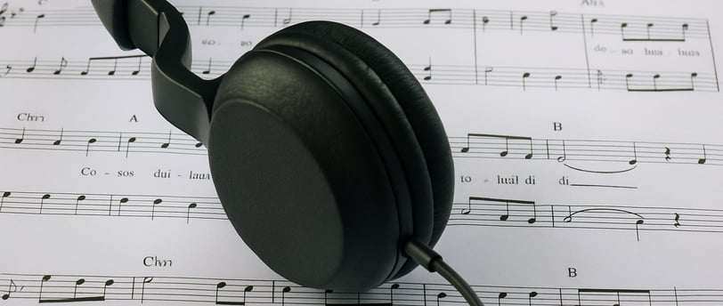 Headphone hitam simbol isu royalti lagu Nuansa Bening
