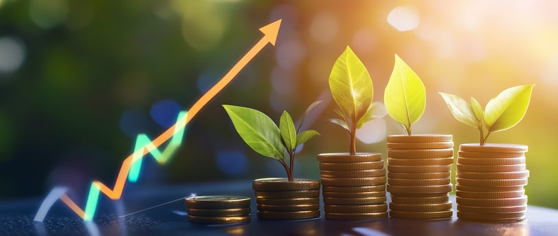 wealth growing with chart arrow for stocks