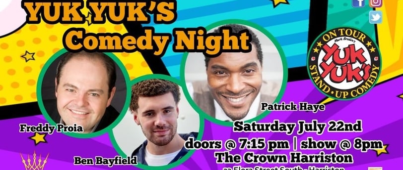 Yuk Yuk's finest comedians are coming to the Crown Harriston for an hilarious evening of live comedy