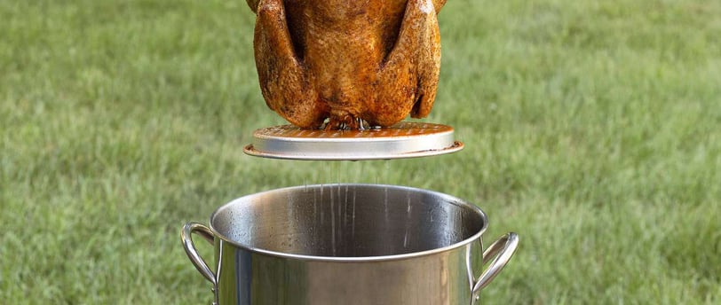 a turkey roasting turkey on a grill