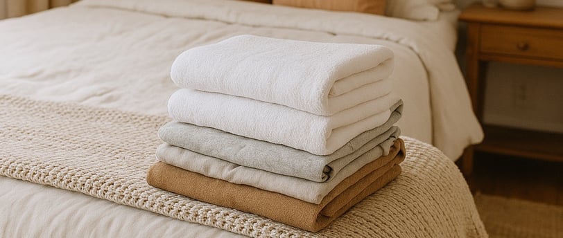 Cozy Airbnb setup with folded laundry