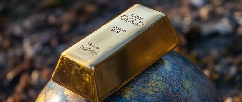 gold bar on a globe