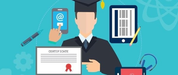 Desenho de estudante no curso online gratuito EAD