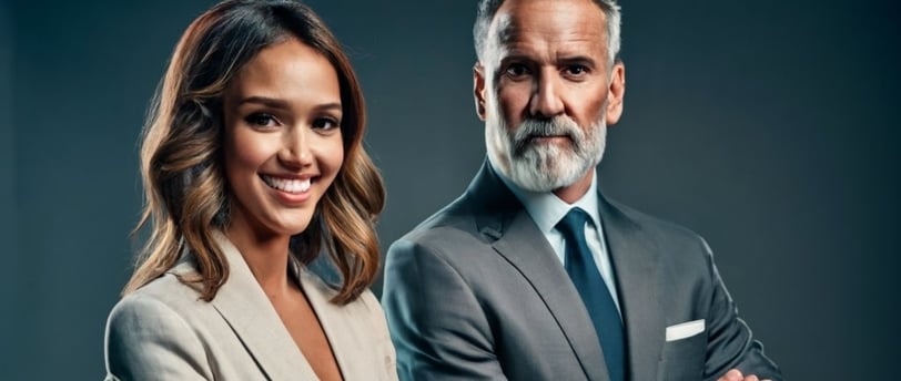 a man and woman standing next to each other