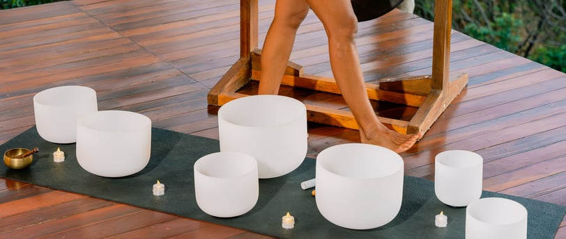 sound healing bowls in yoga shala