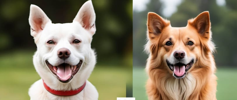 Two Dogs in the frame showing comparison of an unhealthy dog vs a healthy dog