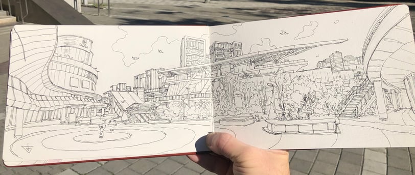 Urban Sketch by artist Evgeny Bondarenko