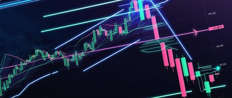 Digital art depicting Breakout Trading with a stock chart, neon support and resistance lines