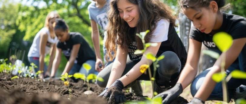Mulheres plantando no Curso Gratuito Educação Ambiental