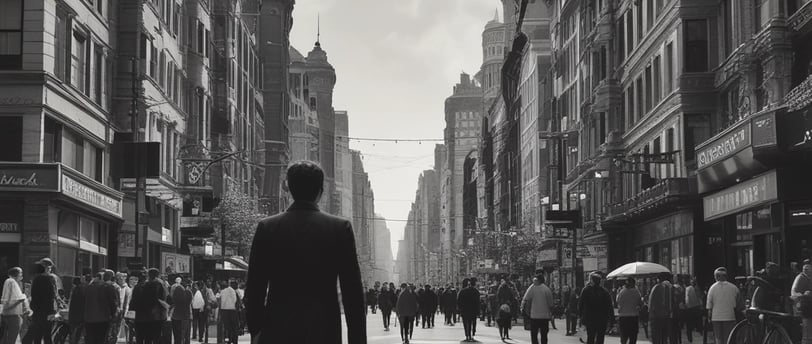 A reflection on a glass window shows a person inside a building next to a red poster with 'BLM' written inside a heart. The background reveals city infrastructure, including a road with cars and traffic lights.
