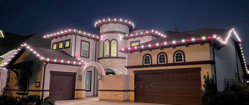 Candy Cane Style Christmas Lights Installed in Mandarin