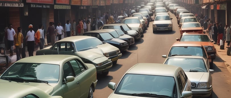 a group of vehicles are parked in a parking lot