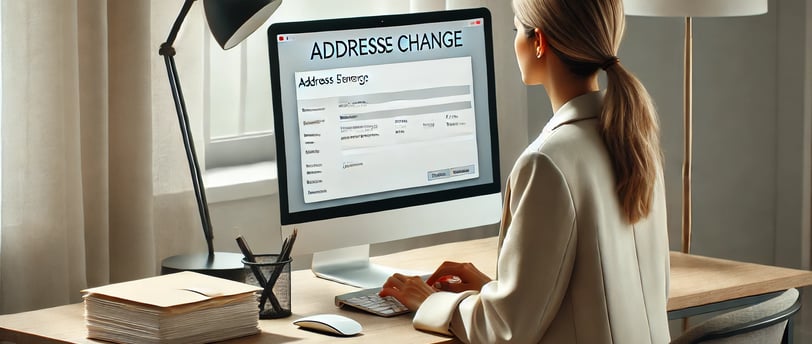 Assistante effectuant le suivi d'un changement d'adresse