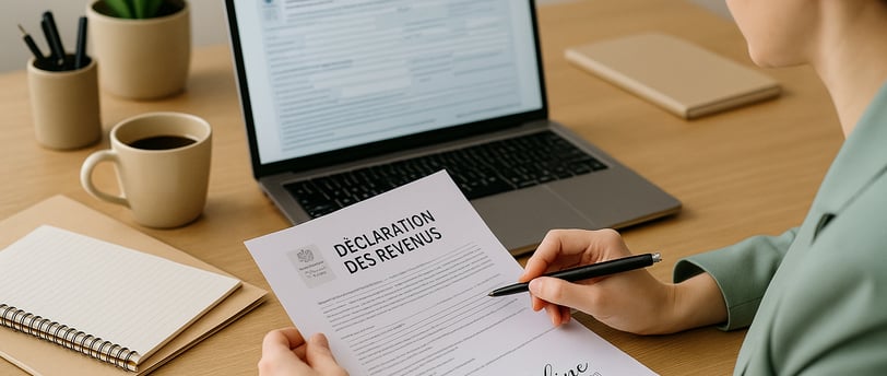Assistante effectuant une déclaration de revenus
