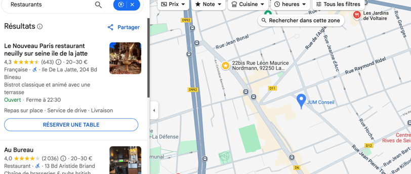 restaurants a proximité jum conseil Courbevoie