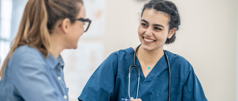 NHS fertility nurse speaking with patient at initial appointment