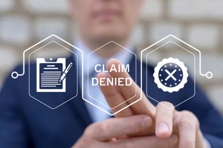 Denied insurance claim document ready for review or dispute process